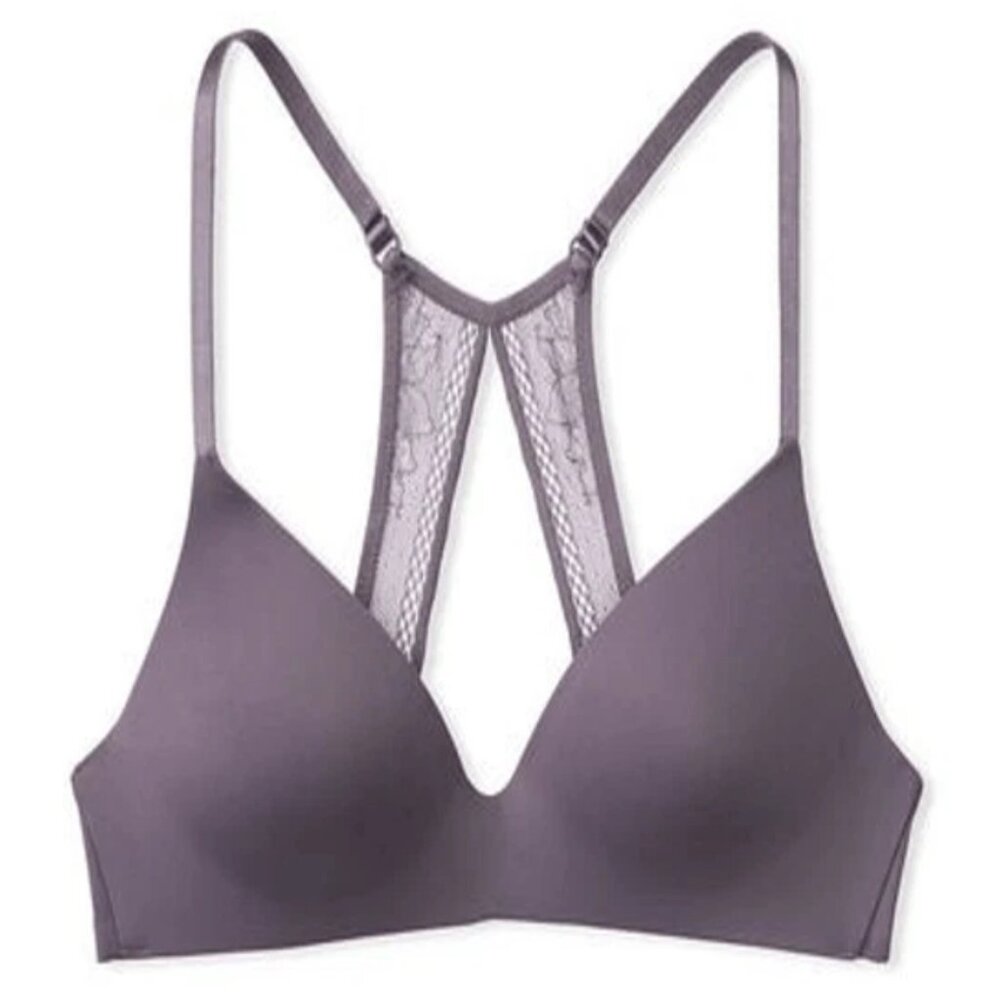 Victorias Secret Grayish-Lavender Smooth Lightly Lined Wireless T-Shirt Bra 34DD